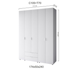Шафа розпашна С105+Т70 1741x500x2400 мм