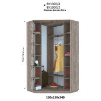 Угловой шкаф купе Виват ВУ 1300 h=2400 мм