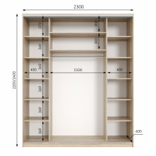 Шафа купе трьохдверна Neo Light Kombo 2300 h=2100-2700мм