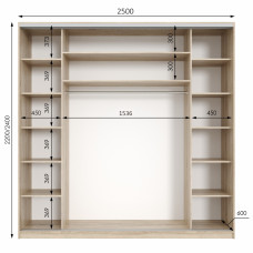 Шафа купе трьохдверна Neo Light Kombo 2500 h=2100-2700мм