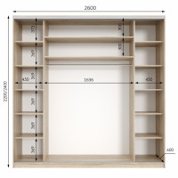 Шафа купе трьохдверна Neo Light Kombo 2600 h=2100-2700мм