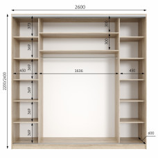 Шафа купе трьохдверна Neo Light Kombo 2600 h=2100-2700мм