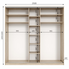 Шафа купе трьохдверна Neo Light 2500 h=2100-2700мм