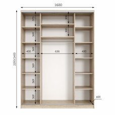Шафа купе двохдверна Neo Light Kombo 1600 h=2100-2700мм