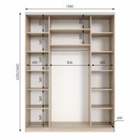 Шафа купе трьохдверна Neo Light Kombo 1800 h=2100-2700мм