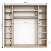 Шкаф купе трехдверный Neo Light Kombo 2400 h=2100-2700мм