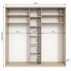 Шкаф купе трехдверный Neo Light 2400 h=2100-2700мм
