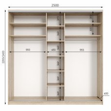Шкаф купе трехдверный Neo Light 2500 h=2100-2700мм