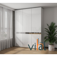 Шафа зі складною системою Line 180-1 трьохдверна (Lacobel + вставка дзеркало) 1800х560х2400 мм