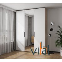 Шкаф со складной системой Line 180-2 трехдверный (1 зеркало + 2 ДСП) 1800х560х2400 мм