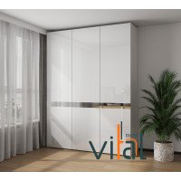 Шкаф со складной системой Line 180-2 трехдверный (Lacobel + вставка зеркало) 1800х560х2400 мм