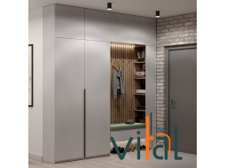 Шкаф в прихожую с открытыми полками и вешалкой 2400х400х2650 (h) мм VITAL Меблі