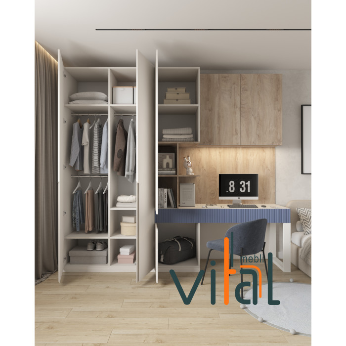 Шафа для спальні з робочою зоною 2780х600х2500 (h) мм VITAL Меблі