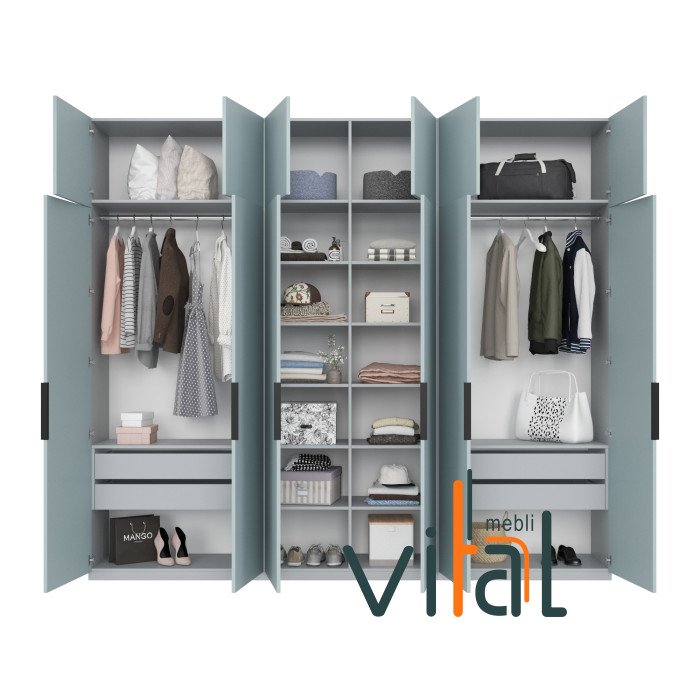 Шафа розпашна А 355/1 з антресоллю 3500x520x2650 VITAL Меблі