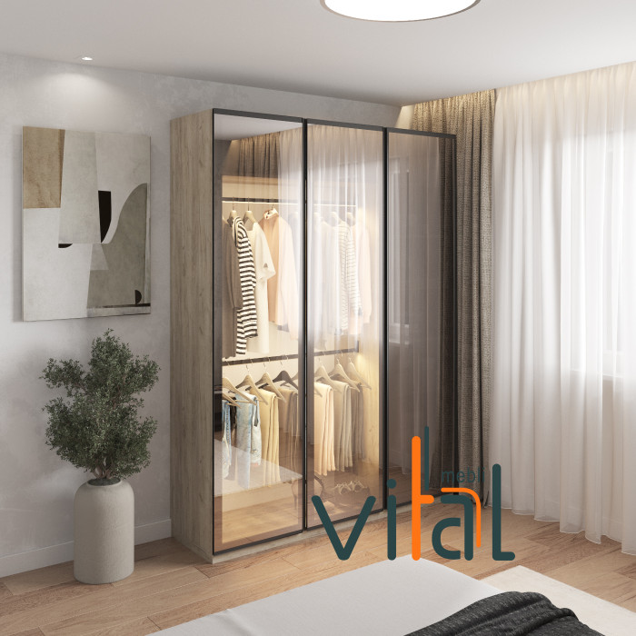 Распашной шкаф П 155/2 с полкой 1800x520x2400 VITAL Меблі